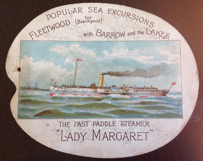 antique Lady Margaret Paddle Steamer large advertising ship card